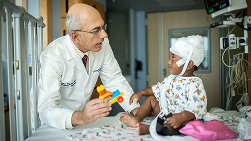 child receiving pediatric cancer care